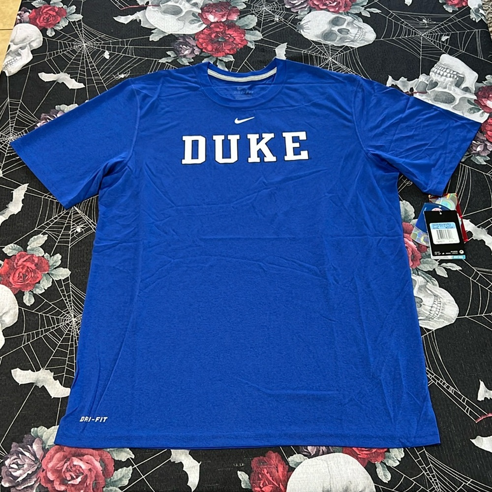 NWT 2014 NIKE DRI-FIT DUKE UNIVERSITY BLUE DEVILS DRAFT LOGO LEGEND SHIRT SZ M L